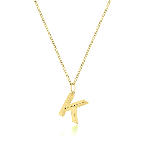 Yellow Gold Plain metal initial k Pendant Necklaces