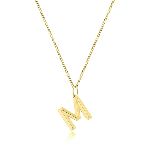 Yellow Gold Trendy initial m Pendant Necklaces