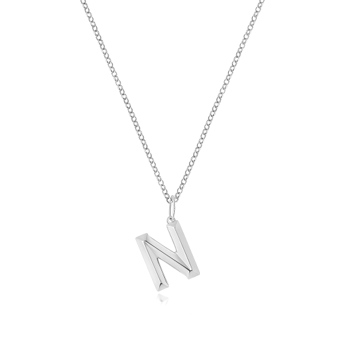 Silver Trendy initial n Pendant Necklaces