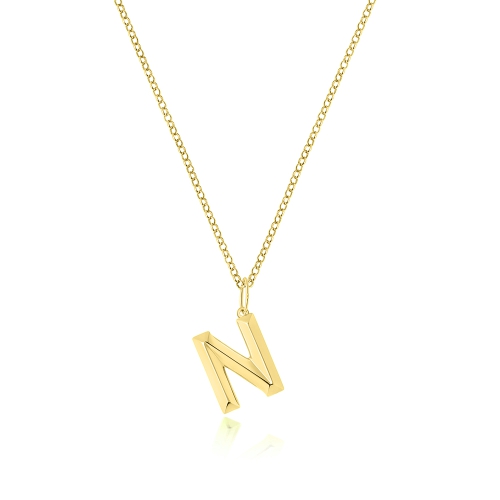 Yellow Gold Trendy initial n Pendant Necklaces