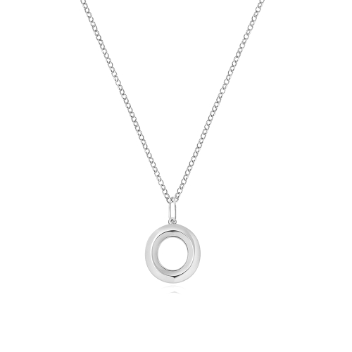 Silver Plain metal initial 0 Pendant Necklaces