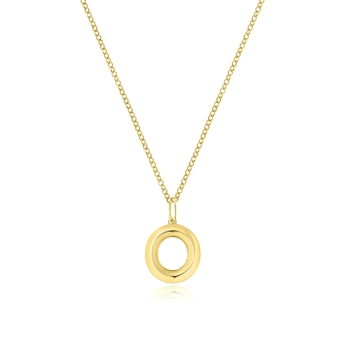 Yellow Gold Plain metal initial 0 Pendant Necklaces