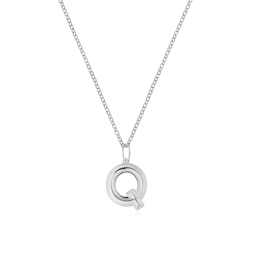 Silver Trendy initial q Pendant Necklaces