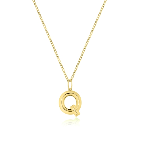 Yellow Gold Trendy initial q Pendant Necklaces