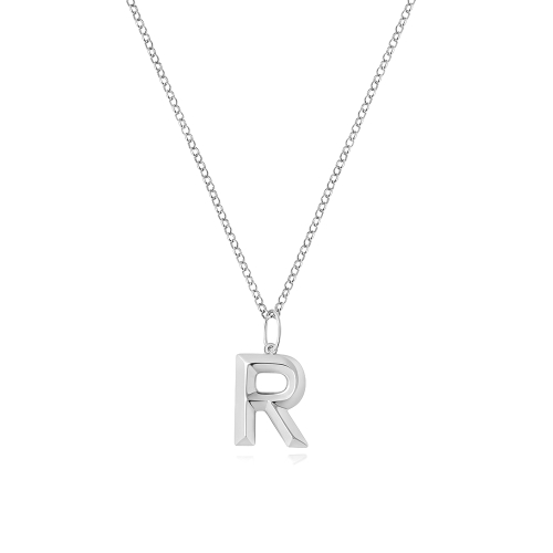 Silver Plain metal initial r Pendant Necklaces