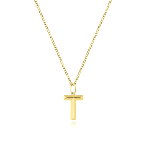 Yellow Gold Trendy spark t Pendant Necklaces