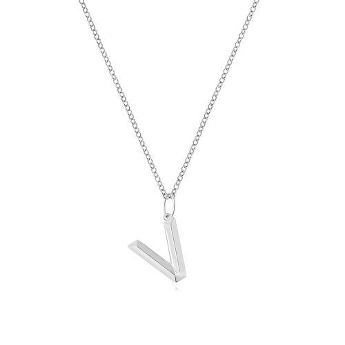 Silver Vogue glitter v Pendant Necklaces