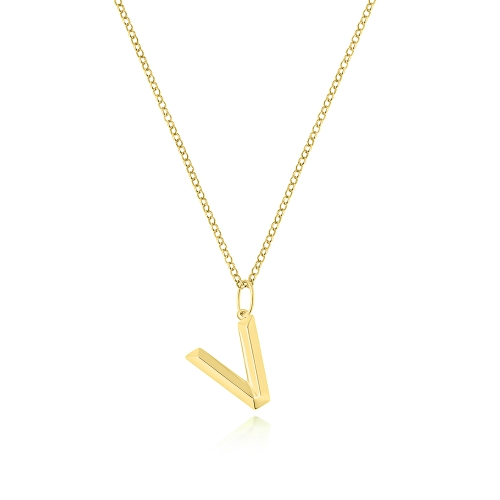 Yellow Gold Vogue glitter v Pendant Necklaces