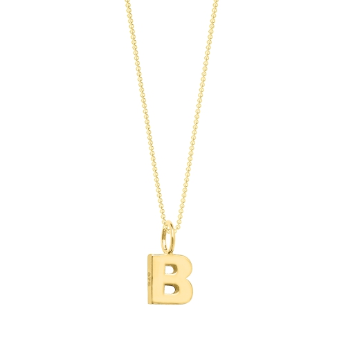 Yellow Gold Initial b Pendant Necklaces