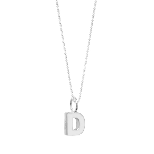 White Gold Plain metal initial d Initial Pendant Necklaces
