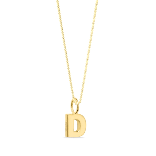 Yellow Gold Plain metal initial d Pendant Necklaces