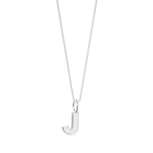 Platinum J solid Pendant Necklaces