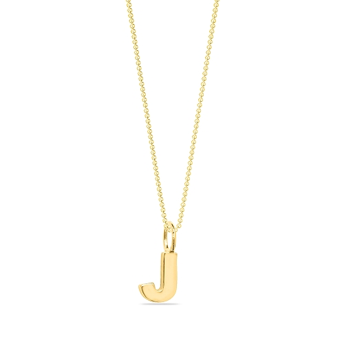 Yellow Gold J solid Pendant Necklaces