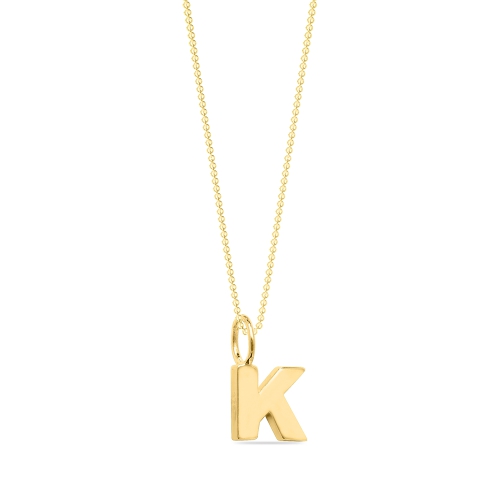 Yellow Gold Initial k plain metal Pendant Necklaces