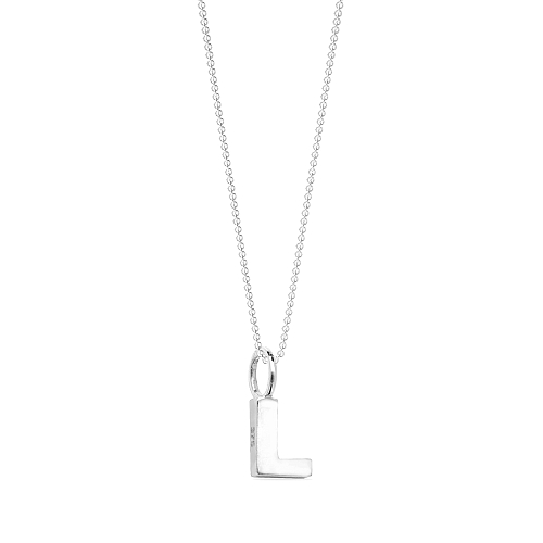 Silver Plain metal initial l Pendant Necklaces