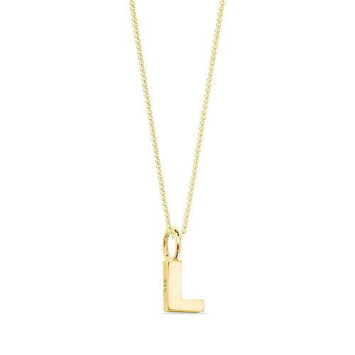 Yellow Gold Plain metal initial l Pendant Necklaces