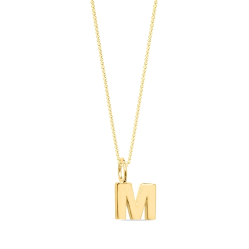 Yellow Gold Plain metal initial m Pendant Necklaces