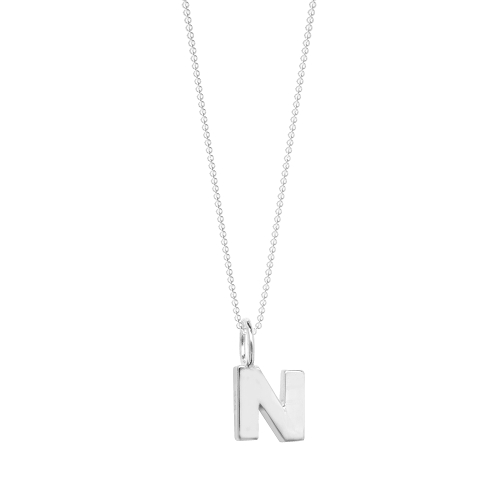 Silver Plain metal initial n Pendant Necklaces
