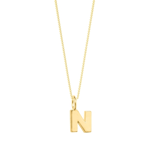 Yellow Gold Plain metal initial n Pendant Necklaces