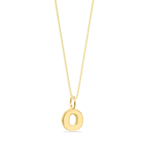 Yellow Gold Plain metal initial o Pendant Necklaces