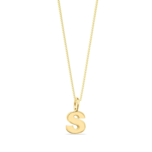 Yellow Gold solid S linked Pendant Necklaces