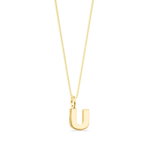 Yellow Gold Plain metal initial u Pendant Necklaces