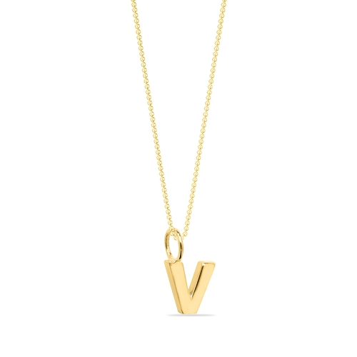 Yellow Gold Plain metal initial v Pendant Necklaces