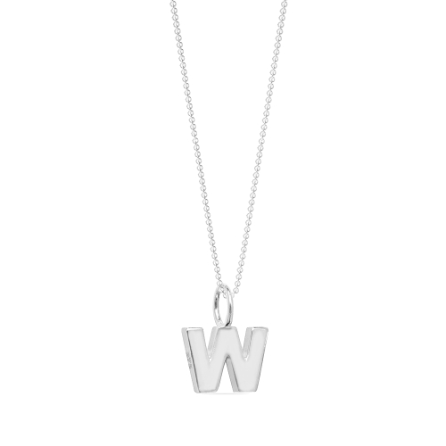 Silver Initial w plain metal Pendant Necklaces
