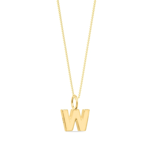 Yellow Gold Initial w plain metal Pendant Necklaces