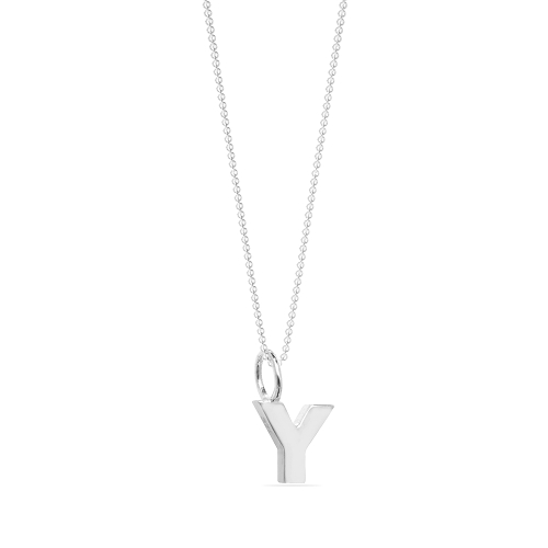 Silver Plain metal initial y Pendant Necklaces