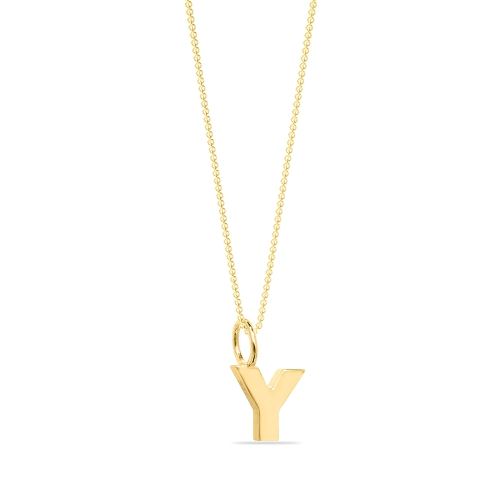 Yellow Gold Plain metal initial y Pendant Necklaces
