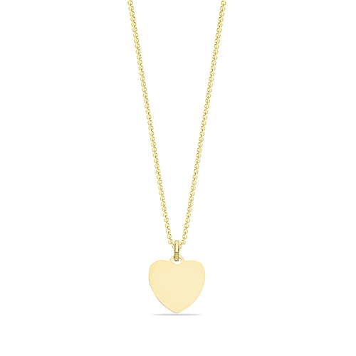 Yellow Gold Plain heart shaped Pendant Necklaces