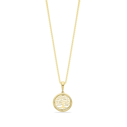 Yellow Gold Plain tree small Pendant Necklaces