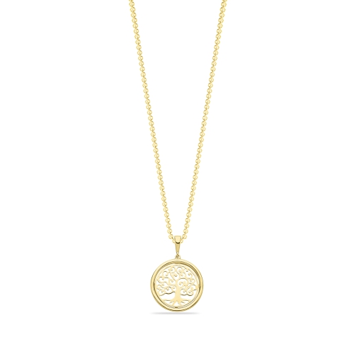 Yellow Gold Plain tree medium Pendant Necklaces