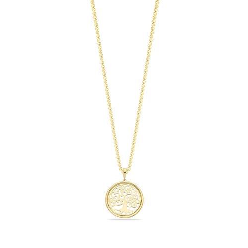 Yellow Gold Plain tree big Pendant Necklaces