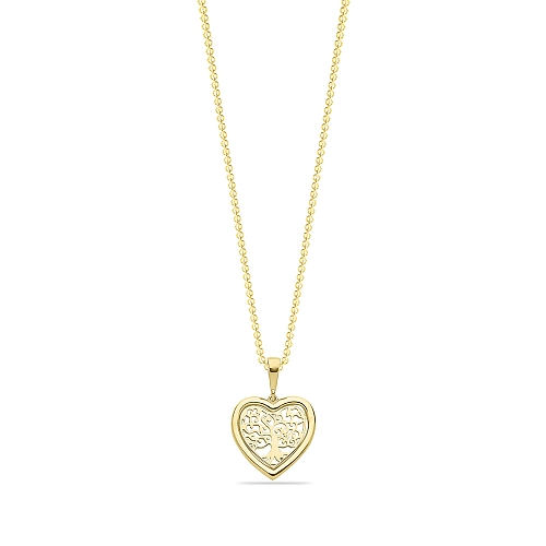 Yellow Gold Heart shaped tree Pendant Necklaces
