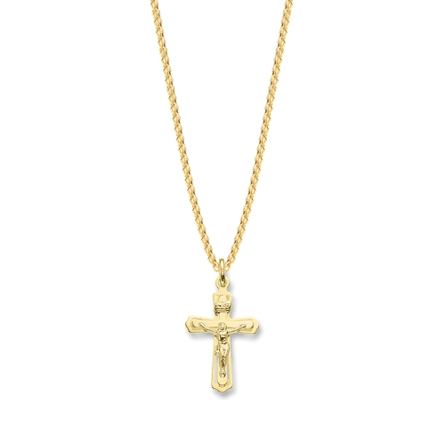 Yellow Gold Crucifix spark Pendant Necklaces