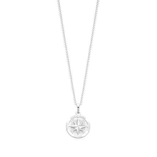 Plain metal compass design Pendant Necklaces