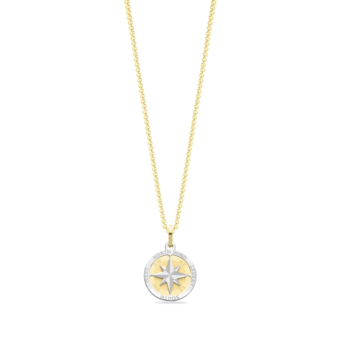 Yellow Gold Plain metal compass design Pendant Necklaces