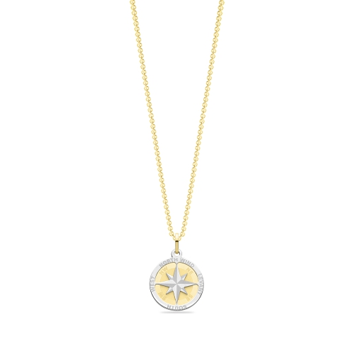 Yellow Gold Compass plain metal Pendant Necklaces