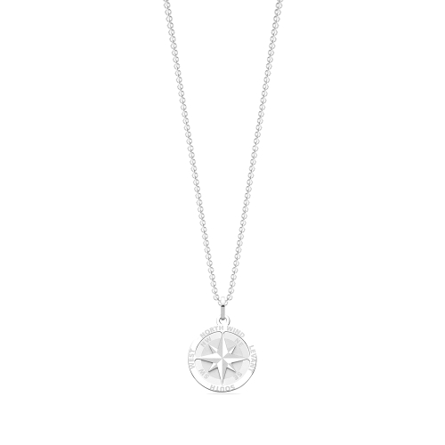 Plain metal compass Pendant Necklaces