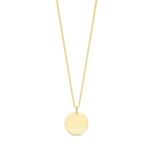 Yellow Gold Plain disc Pendant Necklaces
