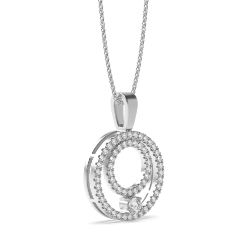 4 Prong Round Platinum Circle Pendant Necklace