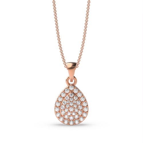 4 Prong Round Rose Gold Cluster Pendant Necklaces