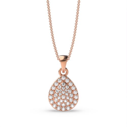 4 Prong Round Rose Gold Flash Cluster Pendant Necklaces