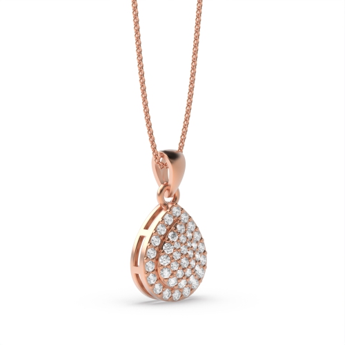 4 Prong Round Rose Gold Flash Cluster Pendant Necklaces