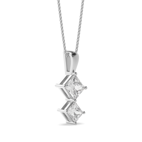 4 Prong Princess Sparkle Journey Pendant Necklace