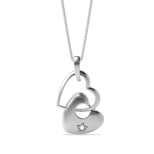 4 Prong Round Double star Naturally Mined Diamond Pendant Necklaces