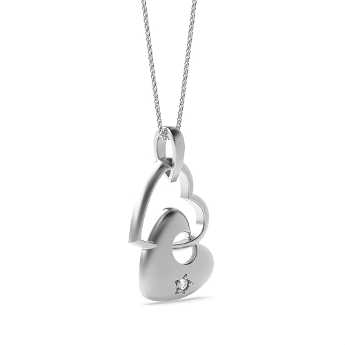 4 Prong Round Double star Naturally Mined Diamond Pendant Necklaces
