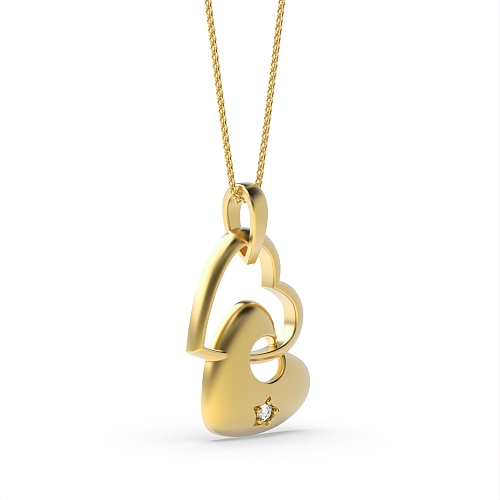 4 Prong Round Yellow Gold Double star Pendant Necklaces